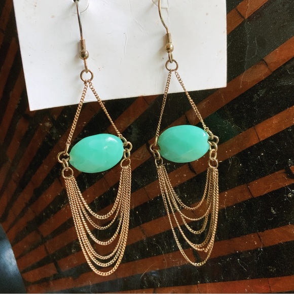 Julie Vos 24K Gold Chain Amazonite Long Dangling Earrings 2017 Collection - Picture 15 of 16
